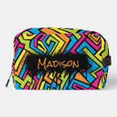 Aangepast kleurrijk Neon Graffiti Street Art Patro Toilettasje (Achterkant)