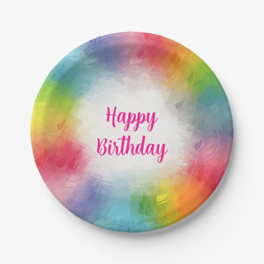 Aangepast Kleurrijk Sjabloon Script Gelukkige Verj Papieren Bordje (Voorkant)