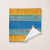 Aangepast kleurrijk strand Rustige houtsnij Bad Handdoek (Wasdoekje)