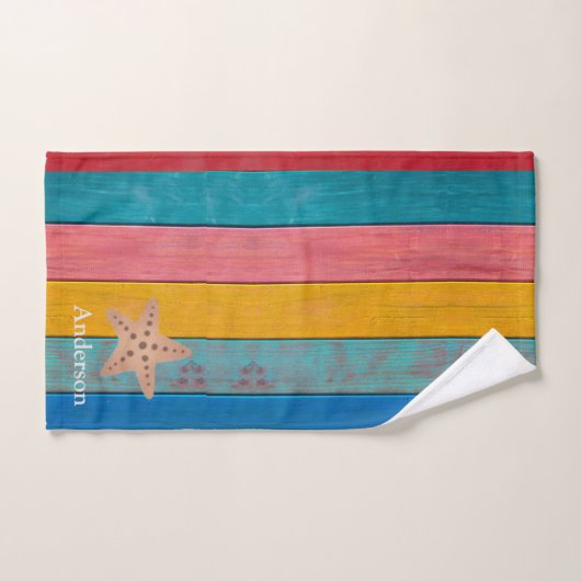 Aangepast kleurrijk strand Rustige houtsnij Bad Handdoek (Handdoek)