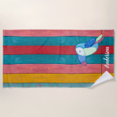 Aangepast, kleurrijk toucum om Rustisch hout te be Strandlaken (Voorkant)