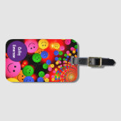 Aangepast, kleurrijke, fijne glimlach Paarse bubbe Bagagelabel (Voorkant (horizontaal))