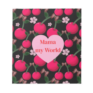 Aangepast knuffel Mama Mijn Wereld Bloem Kersen Ha Notitieblok