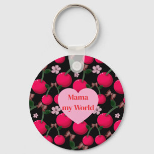 Aangepast knuffel Mama Mijn Wereld Bloemig Kersenh Sleutelhanger