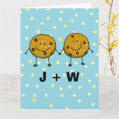 Aangepast koekje paar – Je initialen Kaart (Gele Bloem)