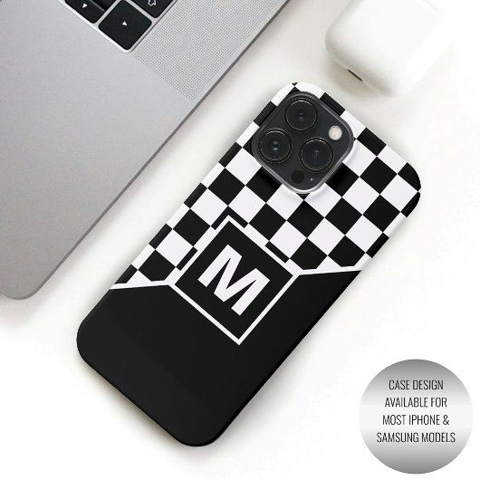 Aangepast koel zwart-wit geruit vlagpatroon Case-Mate iPhone case