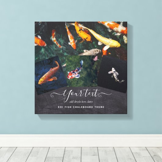 Aangepast KOI FISH Fotocollage Gift voor mannen Canvas Afdruk (Insitu (Houten vloer))