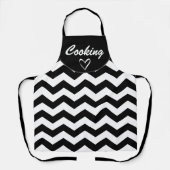 Aangepast koken zwart/wit zigzag Chevron Schort (Voorkant)