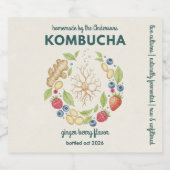 Aangepast Kombucha Botanisch Fleslabel Bier Etiket (Enkel label)