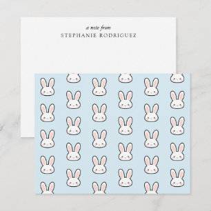Aangepast Konijn Gezicht Konijn Patroon Cute Notitiekaartje
