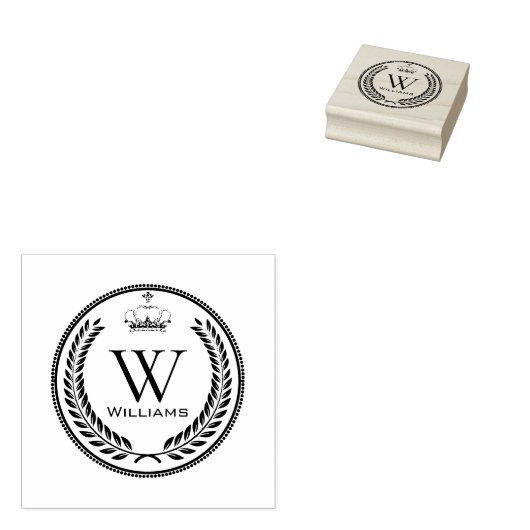 Aangepast Koninklijk Kroon Naad Monogram Rubberstempel (Gestempeld)