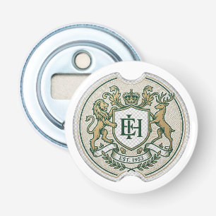Aangepast Koninklijk Wapen Auto Coaster Vintage Button Flesopener