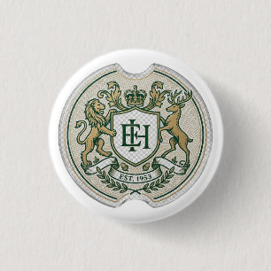Aangepast Koninklijk Wapen Auto Coaster Vintage Ronde Button 3,2 Cm
