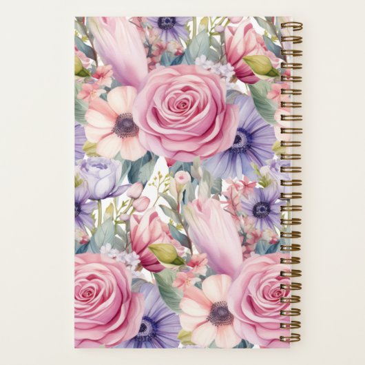 Aangepast Kookboek Roze Bloemen Recepten Notitiebo Notitieboek (Achterkant)