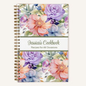 Aangepast Kookboek Roze Bloemen Recepten Notitiebo Notitieboek (Voorkant)