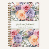 Aangepast Kookboek Roze Bloemen Recepten Notitiebo Notitieboek (Voorkant)