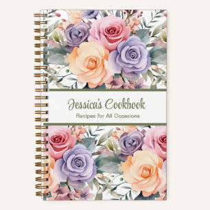 Aangepast kookboek Roze Bloemen Recepten Notitiebo Notitieboek