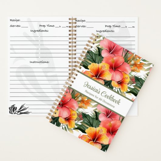 Aangepast kookboek Tropical Flowers Recepten Notit Notitieboek (Binnen)
