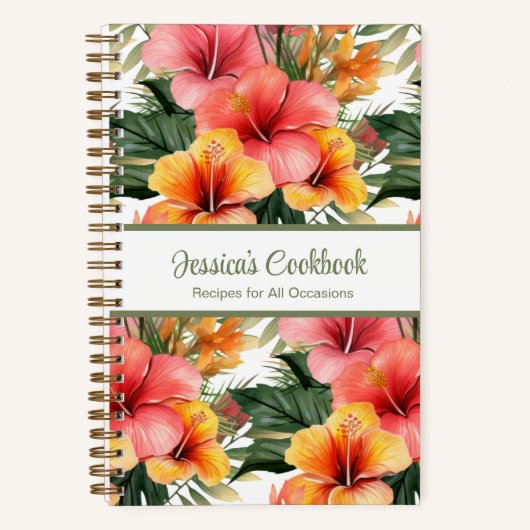 Aangepast kookboek Tropical Flowers Recepten Notit Notitieboek (Voorkant)