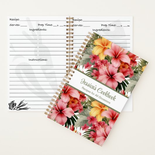 Aangepast kookboek Tropical Flowers Recepten Notit Notitieboek (Binnen)