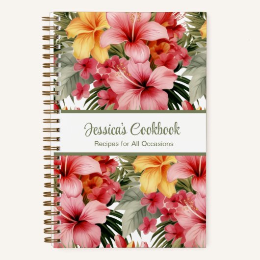 Aangepast kookboek Tropical Flowers Recepten Notit Notitieboek (Voorkant)