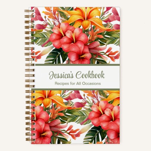 Aangepast kookboek Tropical Flowers Recepten Notit Notitieboek (Voorkant)