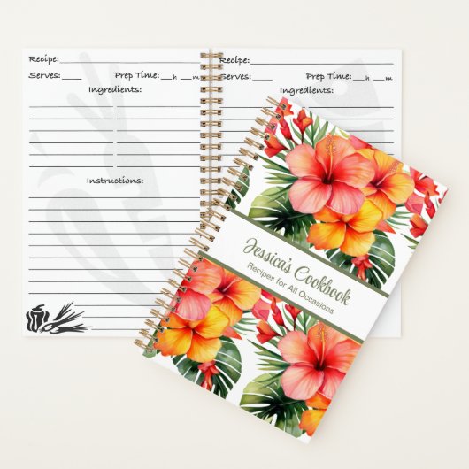 Aangepast kookboek Tropical Flowers Recepten Notit Notitieboek (Binnen)