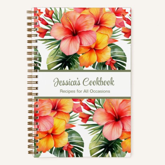 Aangepast kookboek Tropical Flowers Recepten Notit Notitieboek (Voorkant)