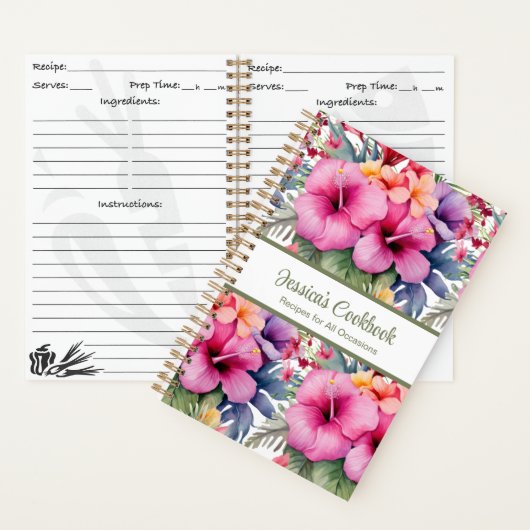 Aangepast kookboek Tropical Flowers Recepten Notit Notitieboek (Binnen)