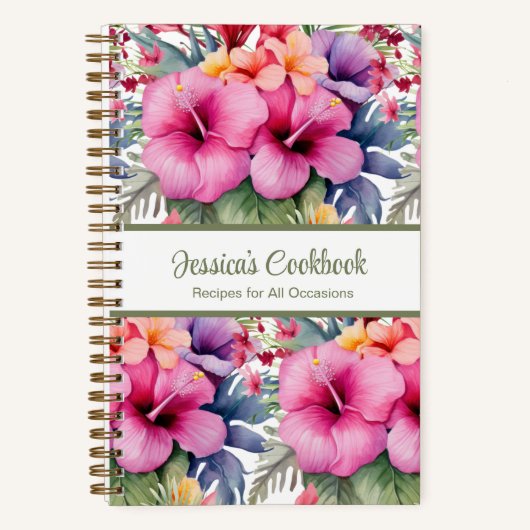 Aangepast kookboek Tropical Flowers Recepten Notit Notitieboek (Voorkant)