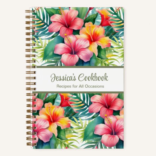 Aangepast kookboek Tropical Flowers Recepten Notit Notitieboek (Voorkant)