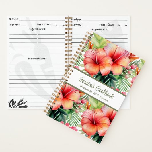 Aangepast kookboek Tropical Flowers Recepten Notit Notitieboek (Binnen)