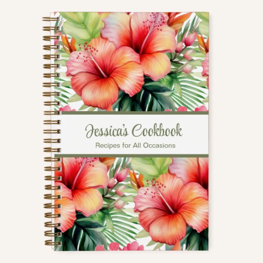 Aangepast kookboek Tropical Flowers Recepten Notit Notitieboek (Voorkant)