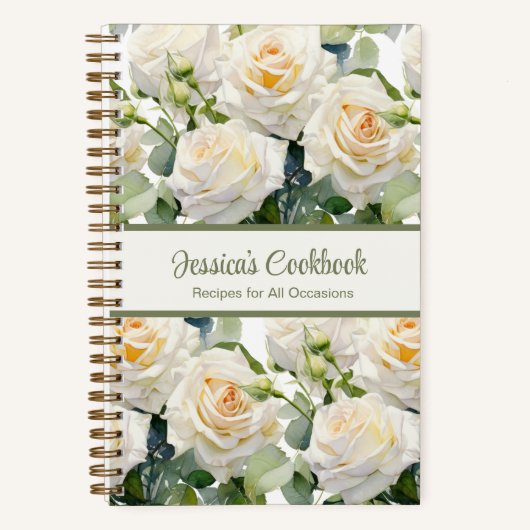 Aangepast kookboek White Roses Recepten Notitieboe Notitieboek (Voorkant)