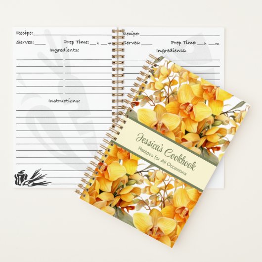 Aangepast kookboek Yellow Orchids Recepten Notitie Notitieboek (Binnen)