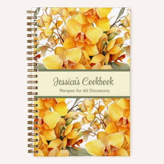 Aangepast kookboek Yellow Orchids Recepten Notitie Notitieboek (Voorkant)