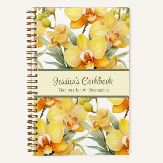 Aangepast kookboek Yellow Orchids Recepten Notitie Notitieboek (Voorkant)