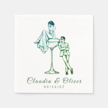 Aangepast Koppel Cocktail Chic Groen Huwelijk