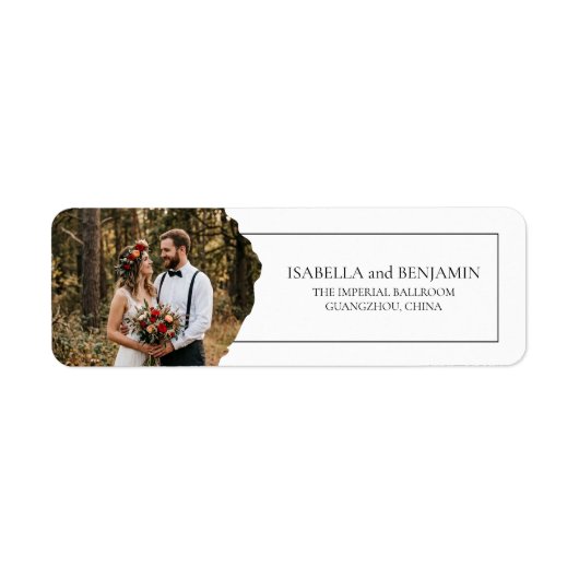 Aangepast koppel foto Boho bruiloft retouradres Etiket (Voorkant)