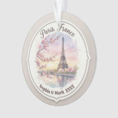 Aangepast koppel Paris & Kersenbloesem-herinnering Ornament (voorkant)