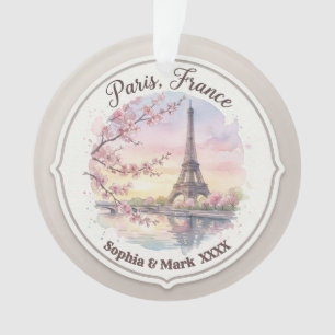 Aangepast koppel Paris & Kersenbloesem-herinnering Ornament