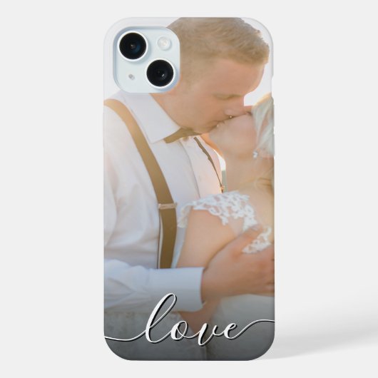 Aangepast koppel trouwfoto liefdesscript iPhone hoesje (Achterkant)