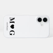 Aangepast Koppels Monogram Hart Markering iPhone 16 Hoesje (Achterkant horizontaal)