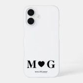Aangepast Koppels Monogram Hart Markering iPhone 16 Hoesje (Achterkant)