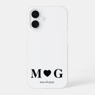 Aangepast Koppels Monogram Hart Markering iPhone 16 Hoesje