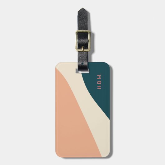 Aangepast koraal en Blauwgroen kleurenblok Bagagelabel (Voorkant verticaal)