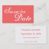 Aangepast koraal terug, behalve datumtrouwkaarten visitekaartje (Voorkant / Achterkant)