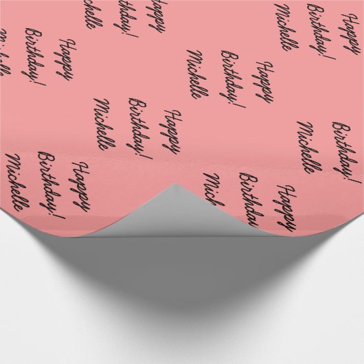 Aangepast koraalroze Birthday-verpakkingspapier Cadeaupapier (Hoek)