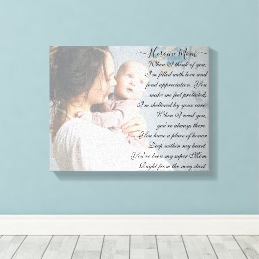 Aangepast kort gedicht en horizontale foto overbru canvas afdruk (Insitu (Houten vloer))