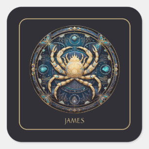 Aangepast Kosmisch Krab Zodiac Symbool Zwart Goud Vierkante Sticker
